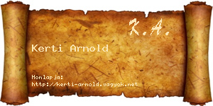 Kerti Arnold névjegykártya